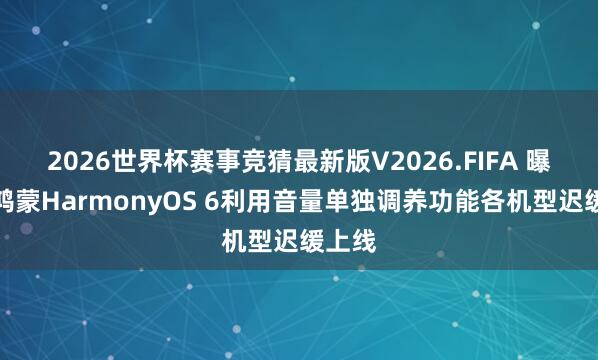 2026世界杯赛事竞猜最新版V2026.FIFA 曝华为鸿蒙HarmonyOS 6利用音量单独调养功能各机型迟缓上线