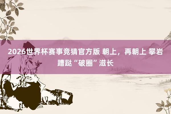 2026世界杯赛事竞猜官方版 朝上，再朝上 攀岩蹧跶“破圈”滋长