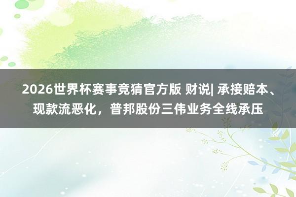 2026世界杯赛事竞猜官方版 财说| 承接赔本、现款流恶化，普邦股份三伟业务全线承压