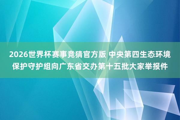 2026世界杯赛事竞猜官方版 中央第四生态环境保护守护组向广东省交办第十五批大家举报件