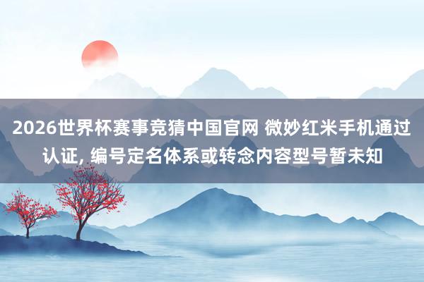 2026世界杯赛事竞猜中国官网 微妙红米手机通过认证， 编号定名体系或转念内容型号暂未知
